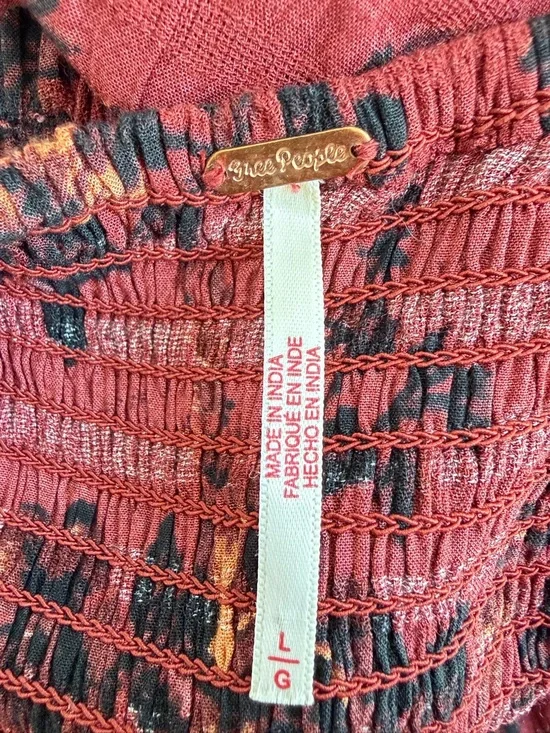 Free People Jaymes Maxi Dress Burgundy Floral Smocked Long Sleeve 36437 - Picture 8 of 11